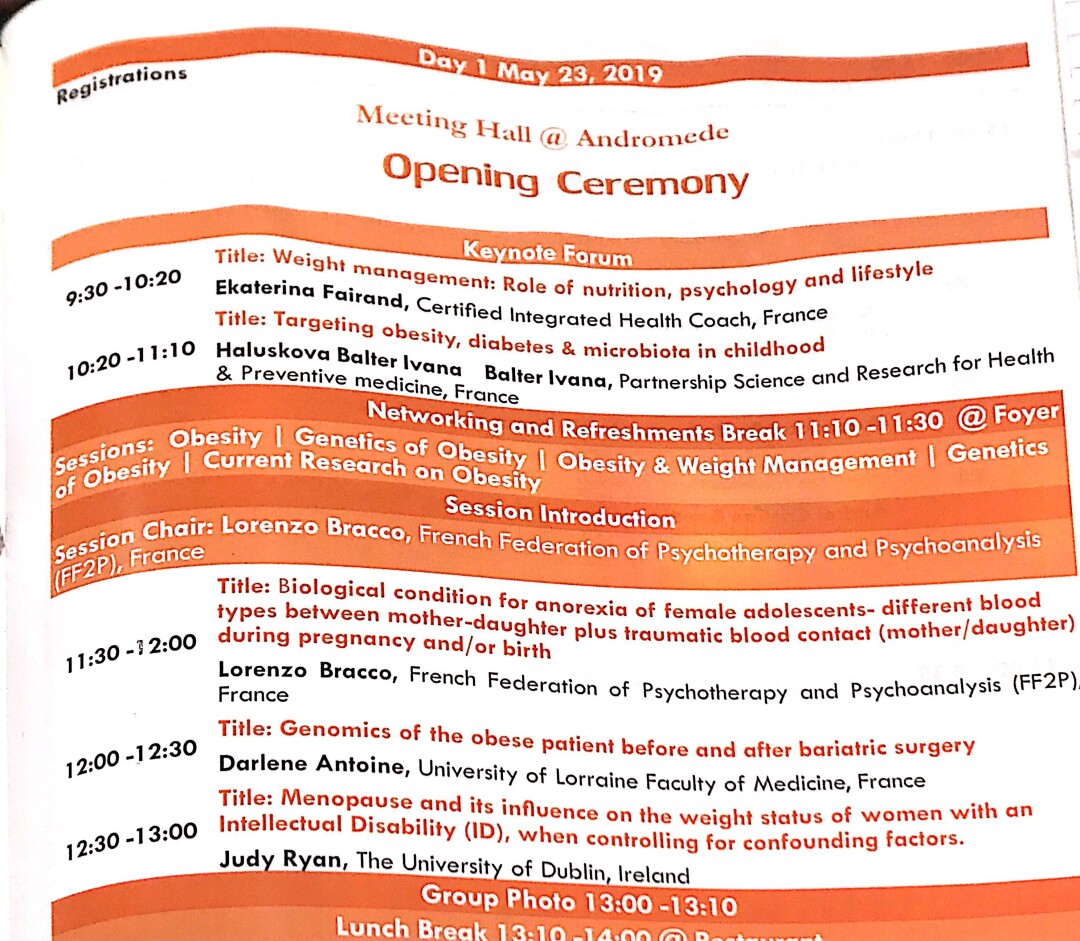 PARIS,23th May 2019 Title: Biological Condition for Anorexia of Female Adolescents- Different Blood Types between Mother-Daughter Plus Traumatic Blood Contact (Mother/Daughter) During Pregnancy and/or Birth